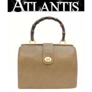 Gucci Bamboo Turnlock Doctors Bag Handbag Pig Leather Brown GG